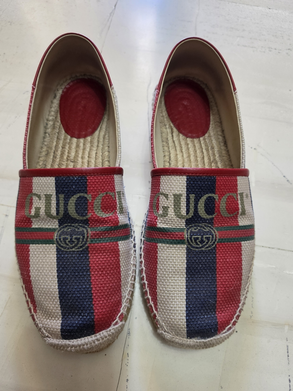 Gucci Mens Red/Blue Canvas Espadrilles